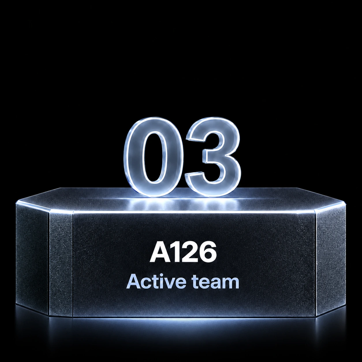 Sample third place: A126 — Active team. Silver illuminated graphite podium.